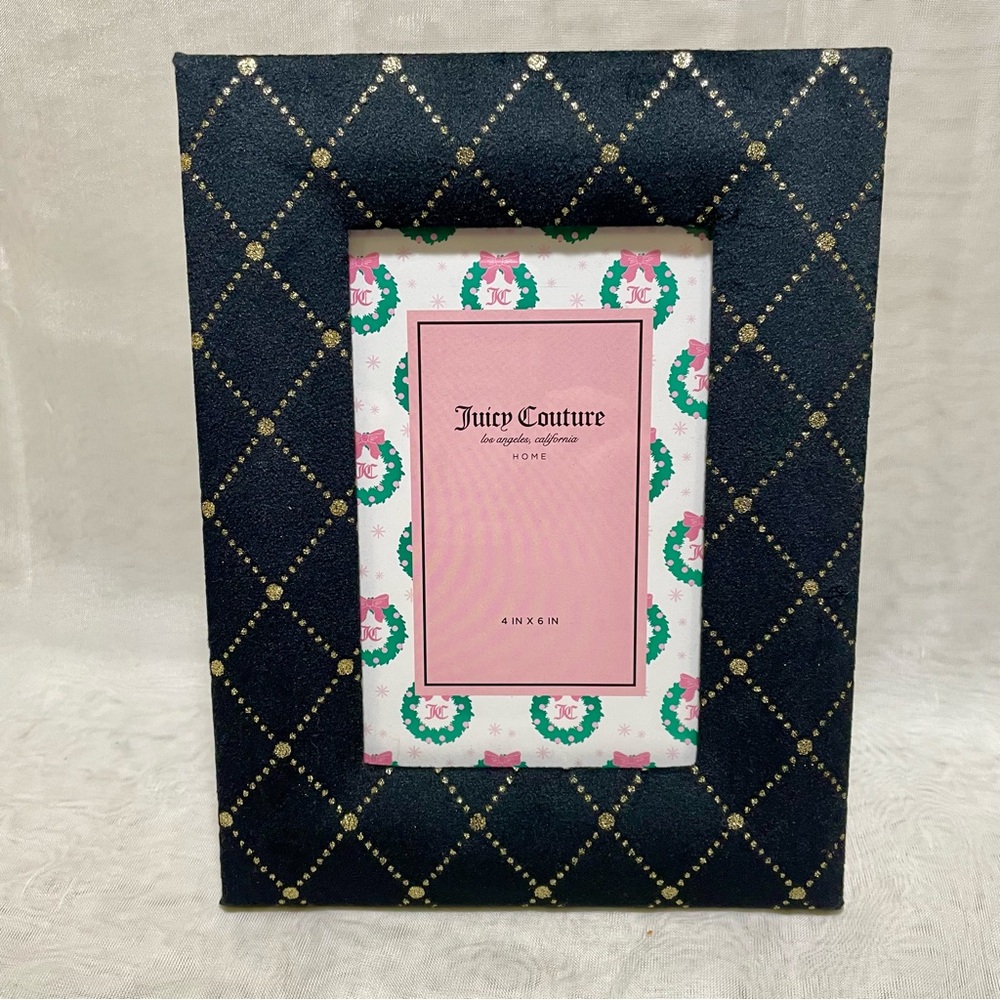 Juicy Couture Elegant Black Velour Frame with Gold Accents, New